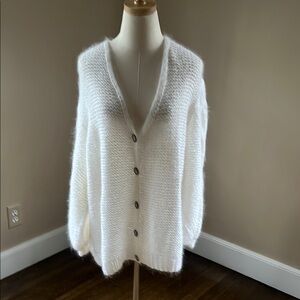 Cozy White Button-Up Sweater